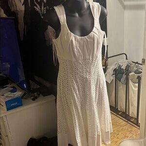 Maggy London White Eyelet Midi Dress